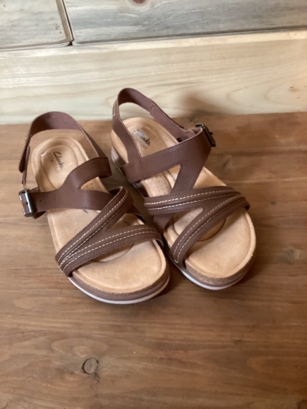 Clarks Brown Leather Slingback Sandals